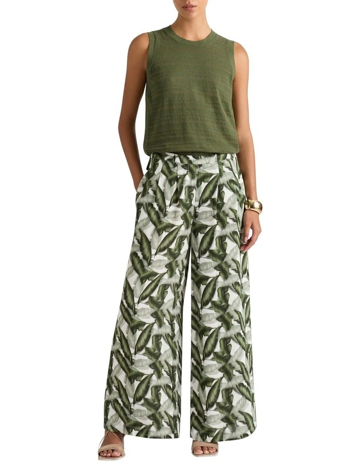 Morella Wide Leg Pant in Leaf Multi