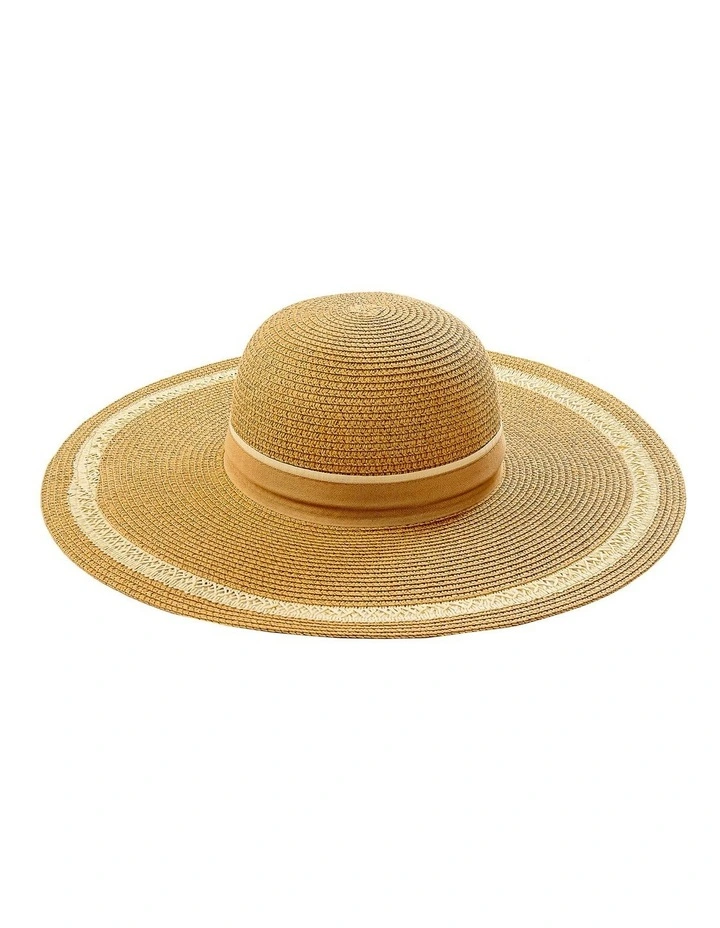Wide Brim With Braid Summer Hat in Toast