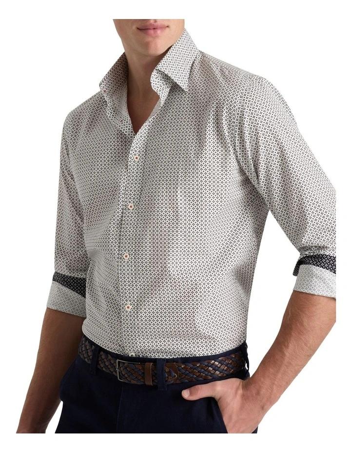 Bormio Printed Shirt in White Blue