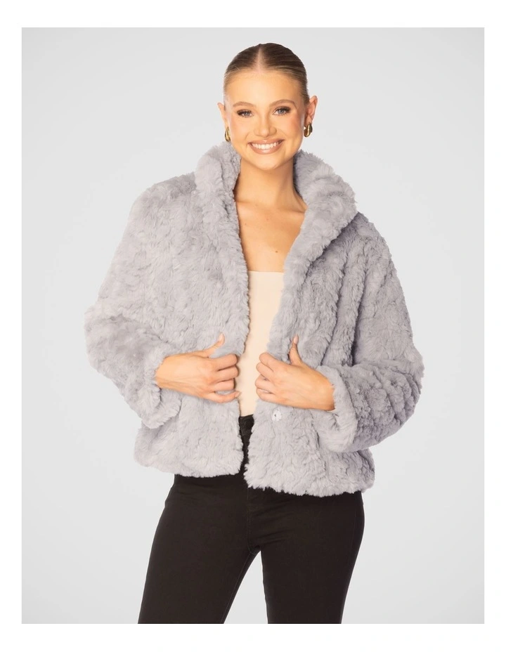 Evianna Faux Fur Jacket in Grey