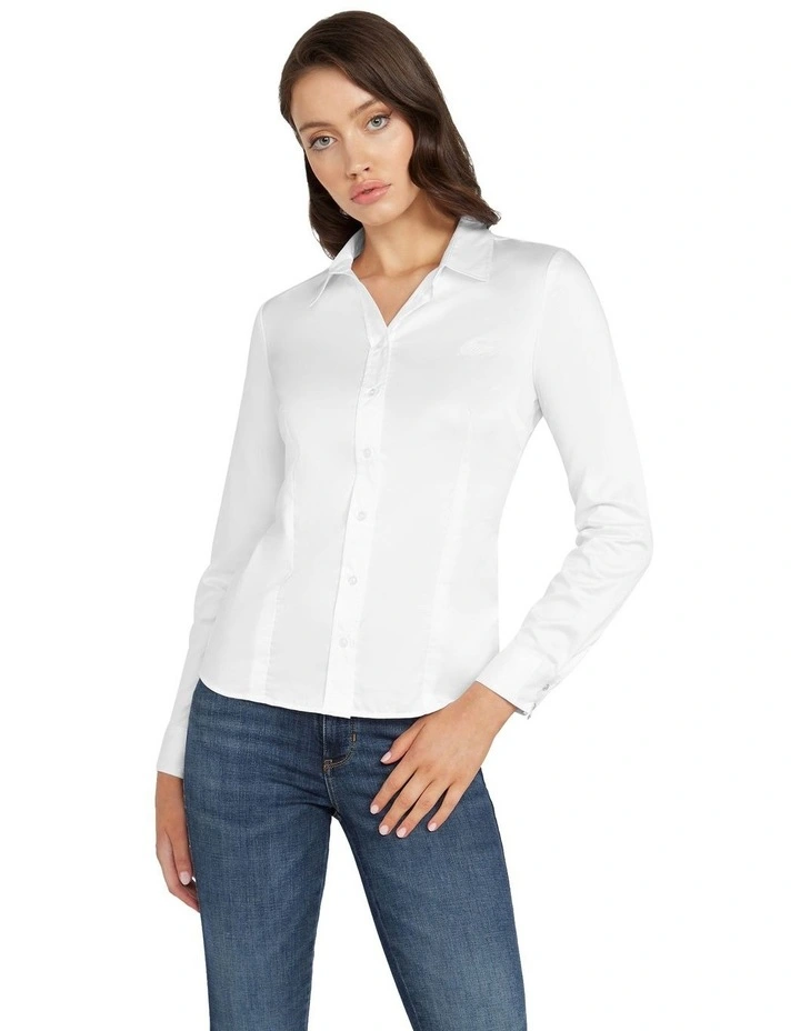 Long Sleeve Cate Shirt in White