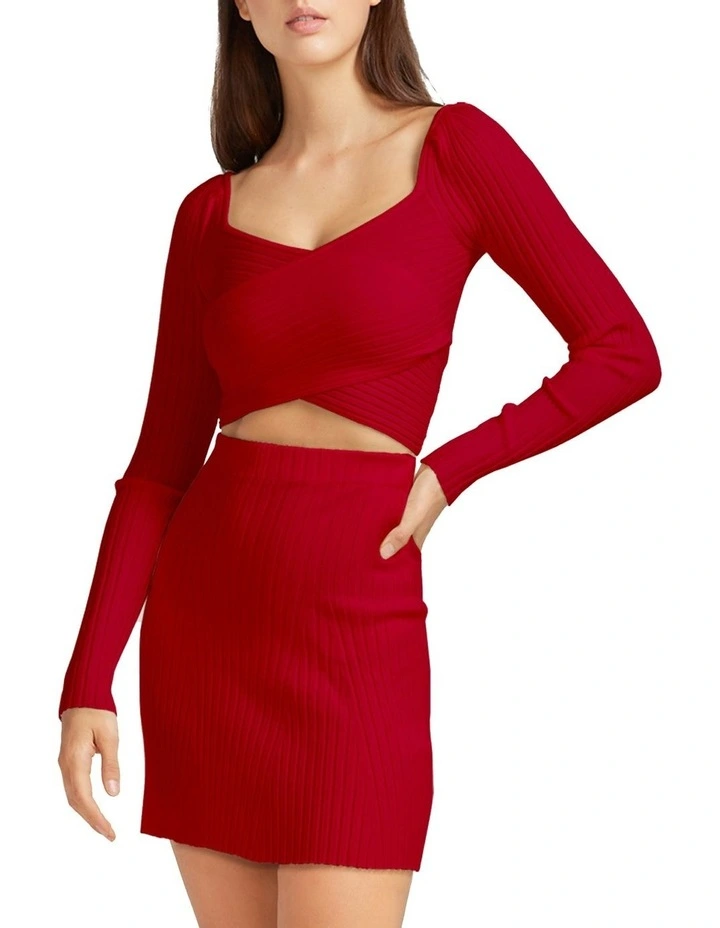C'est Belle Knit Mini Skirt in Red