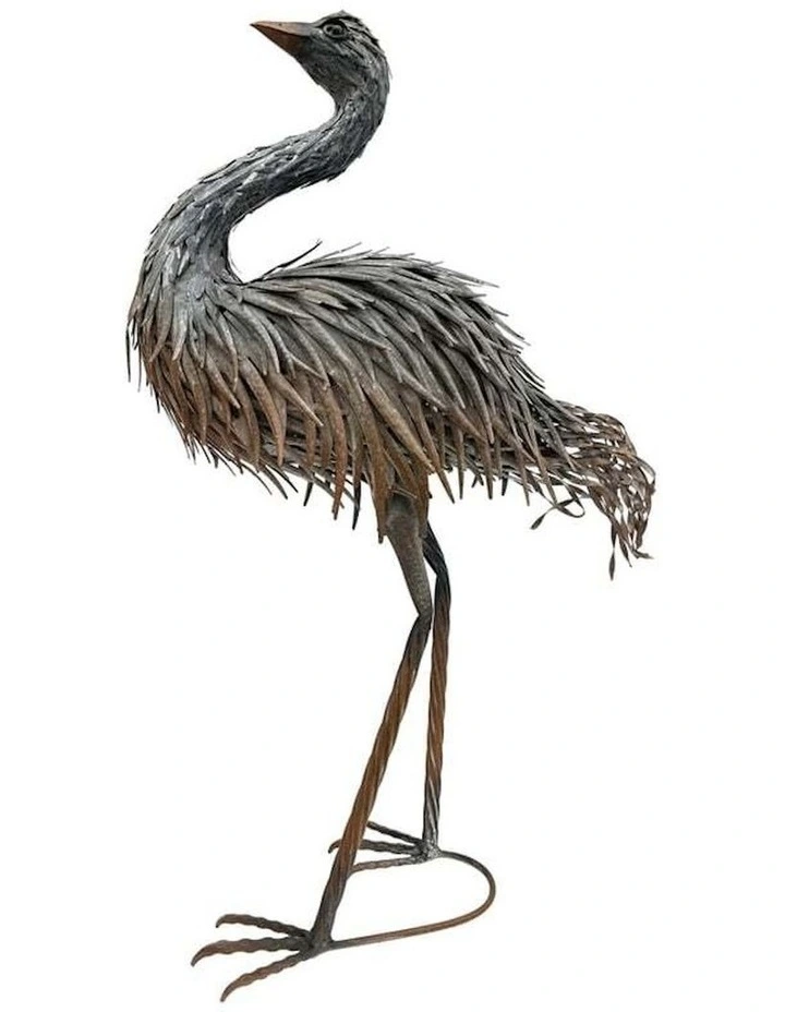 Animal Figurine Emu Looking Up in Grey/Rust