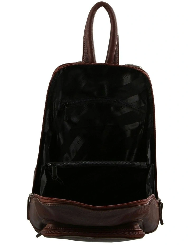 Leather Twin Zip Backpack in Chestnut