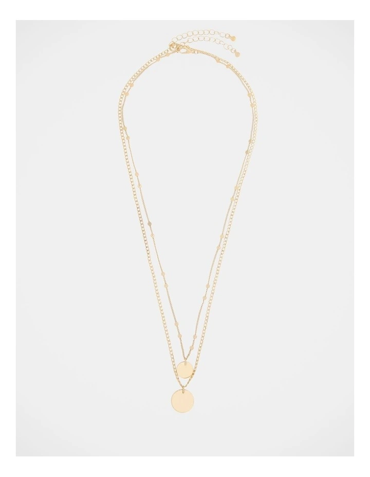 Double Disc Gold Layered Necklace