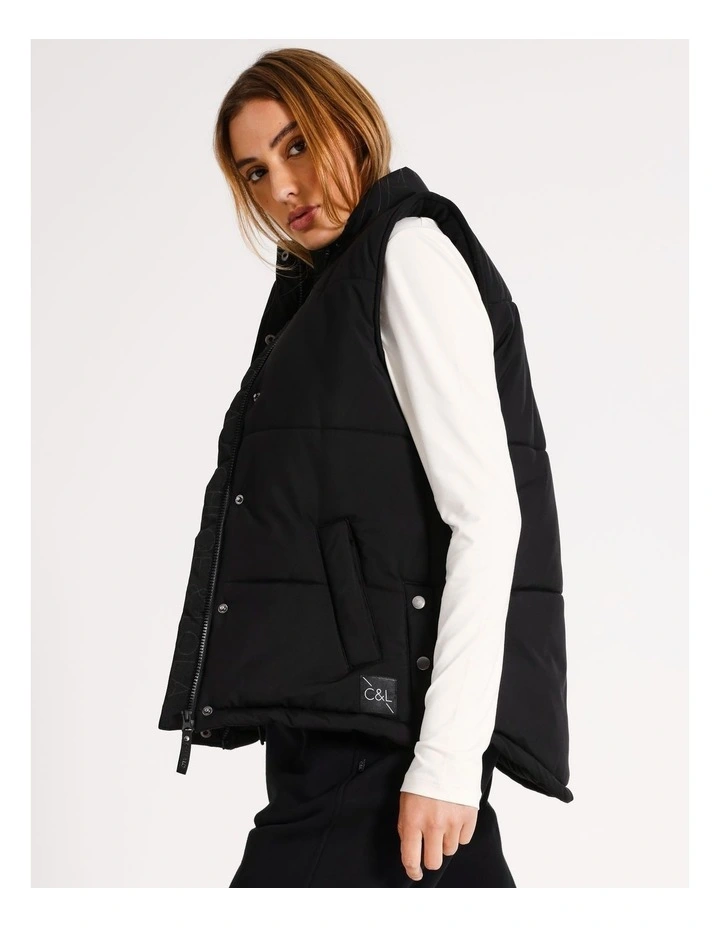 Hooded Puffa Vest in Black