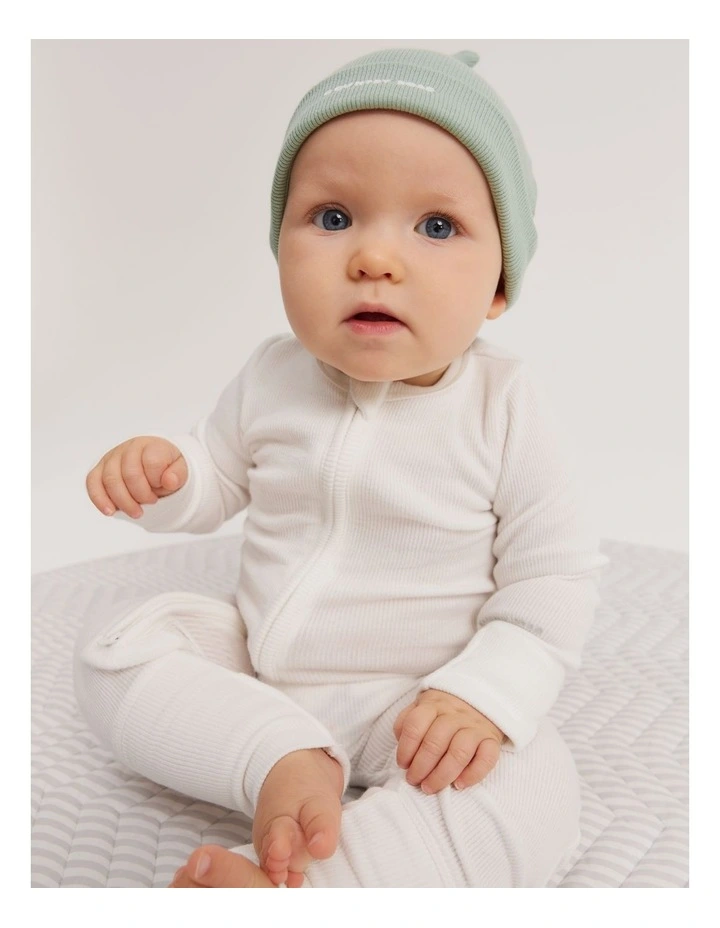 Unisex Organically Grown Cotton Rib Beanie in Pistachio
