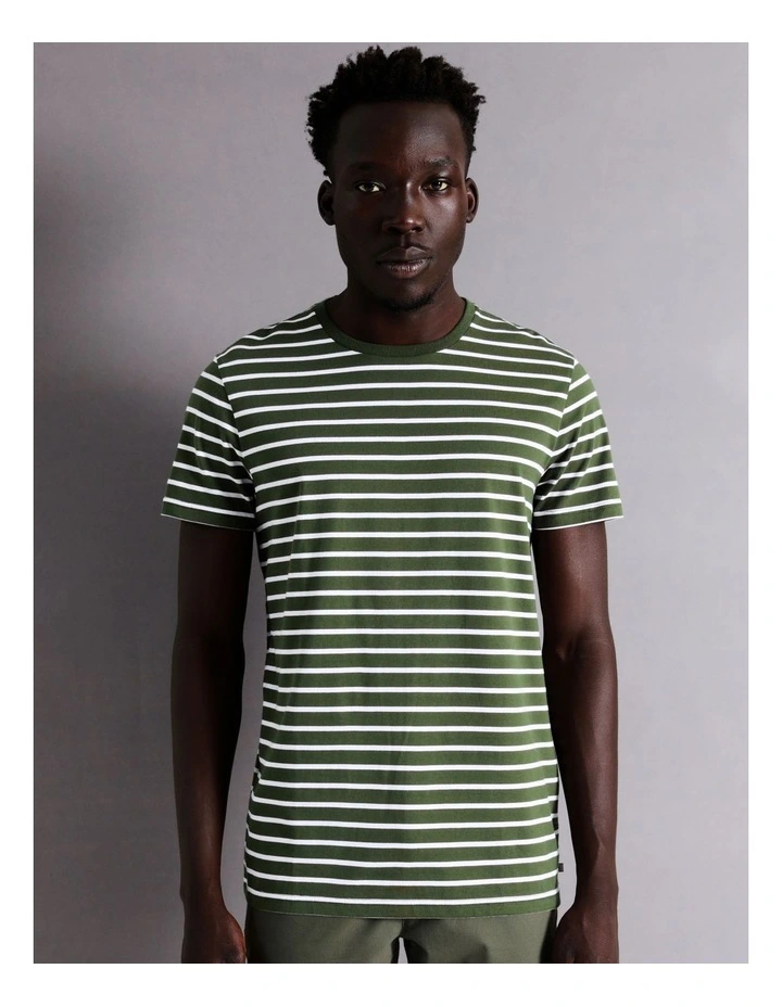 London Stripe Tee in Khaki