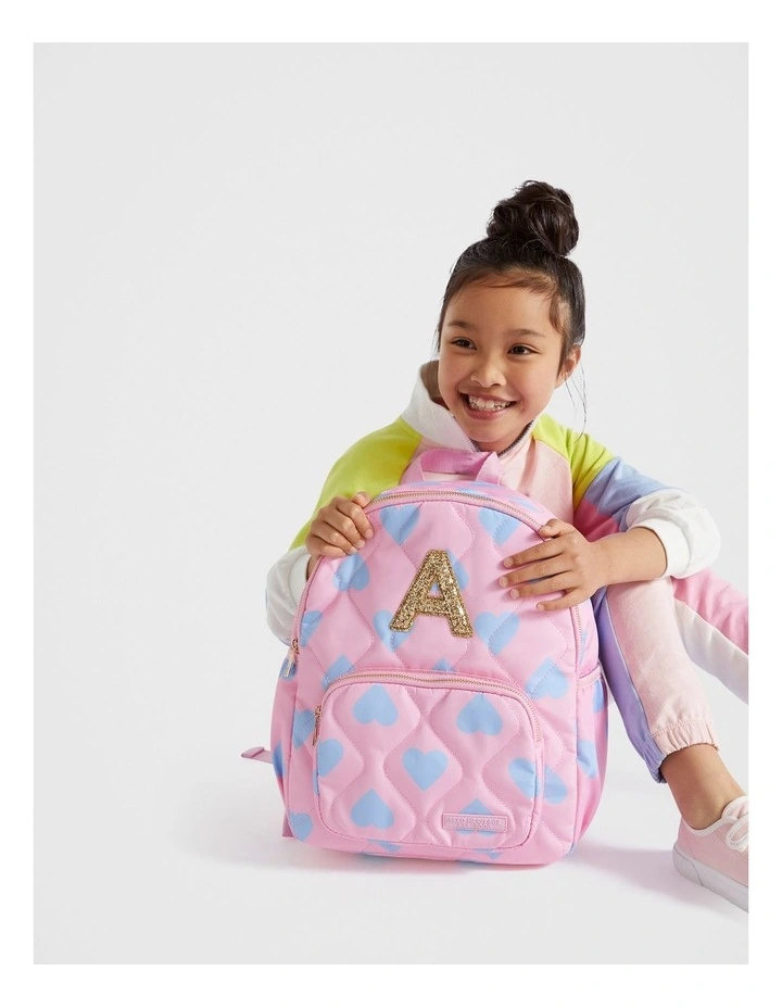 Quilted Initial "O" Backpack in Pink