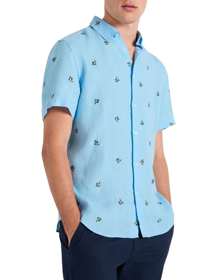 Finish Line Linen Shirt in Blue