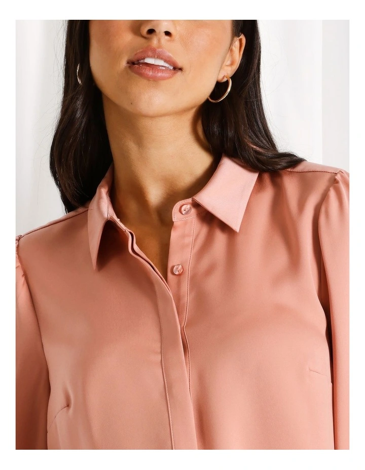 Recycled Satin Shirt in Pink
