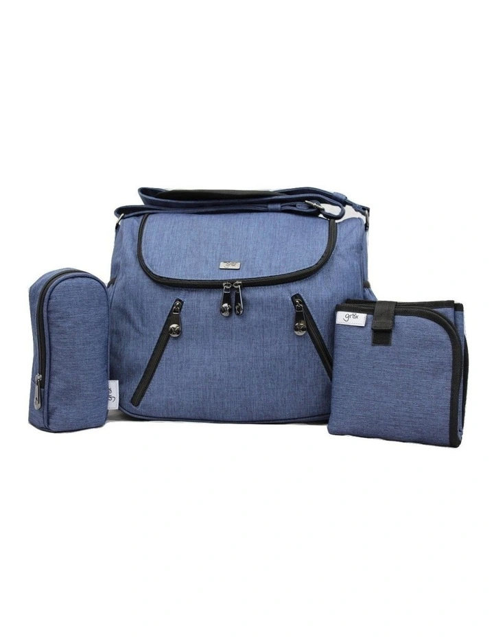 Zoe Snowflake Blue Baby Bag