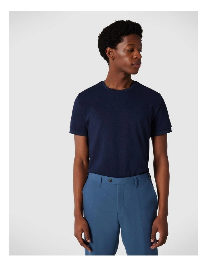 Jacquard Textured Tee in Navy