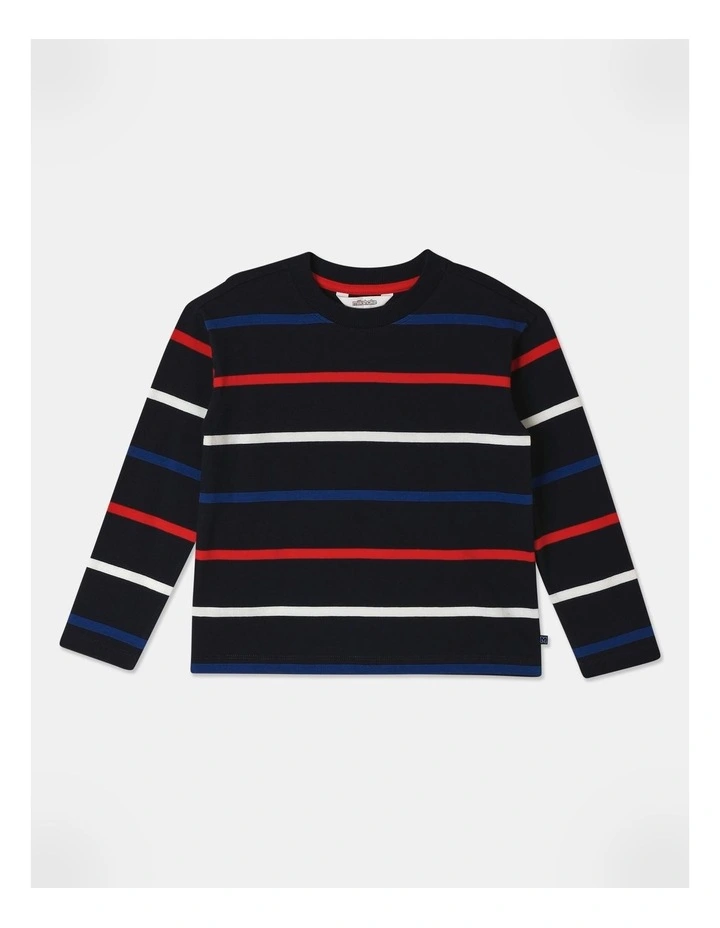 Long Sleeve Stripe Tee in Blue