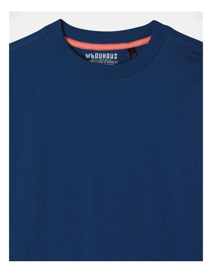 Long Sleeve Print tee With Cuff in Blue