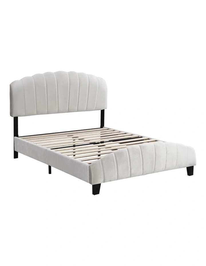 Double Size Shell-Style Bed Frame in Beige