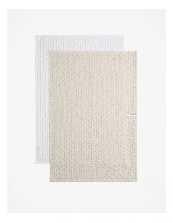 Meeka Australian Cotton Tea Towel Pack of 2 in Stone