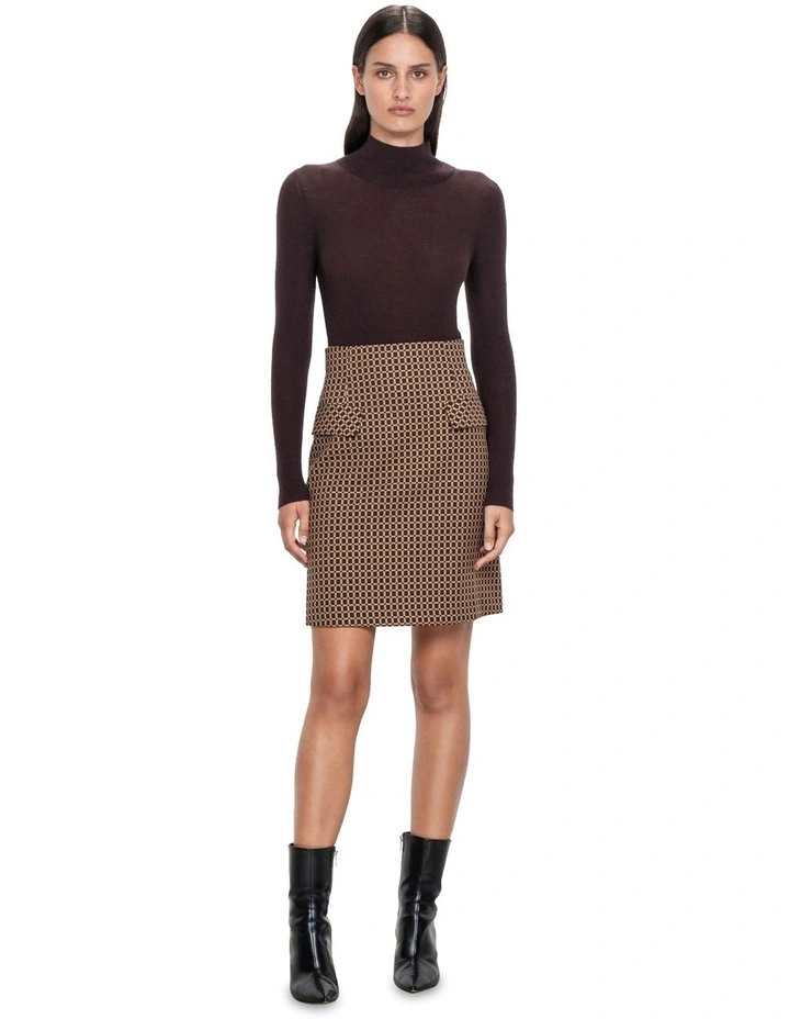 Deco Check Short Skirt in Chocolate