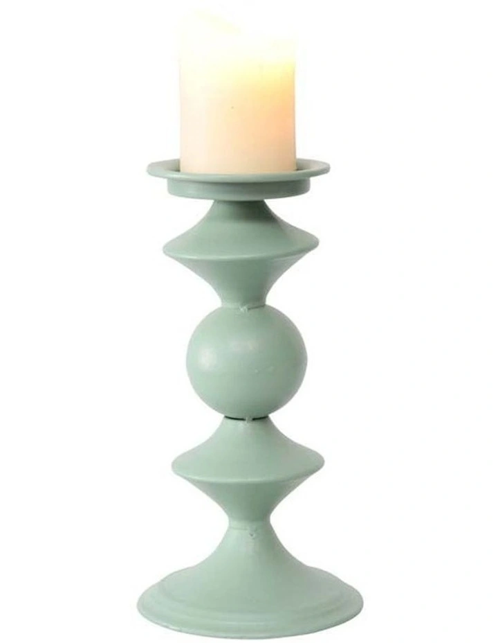 Geometric Detail Candle Holder in Teal