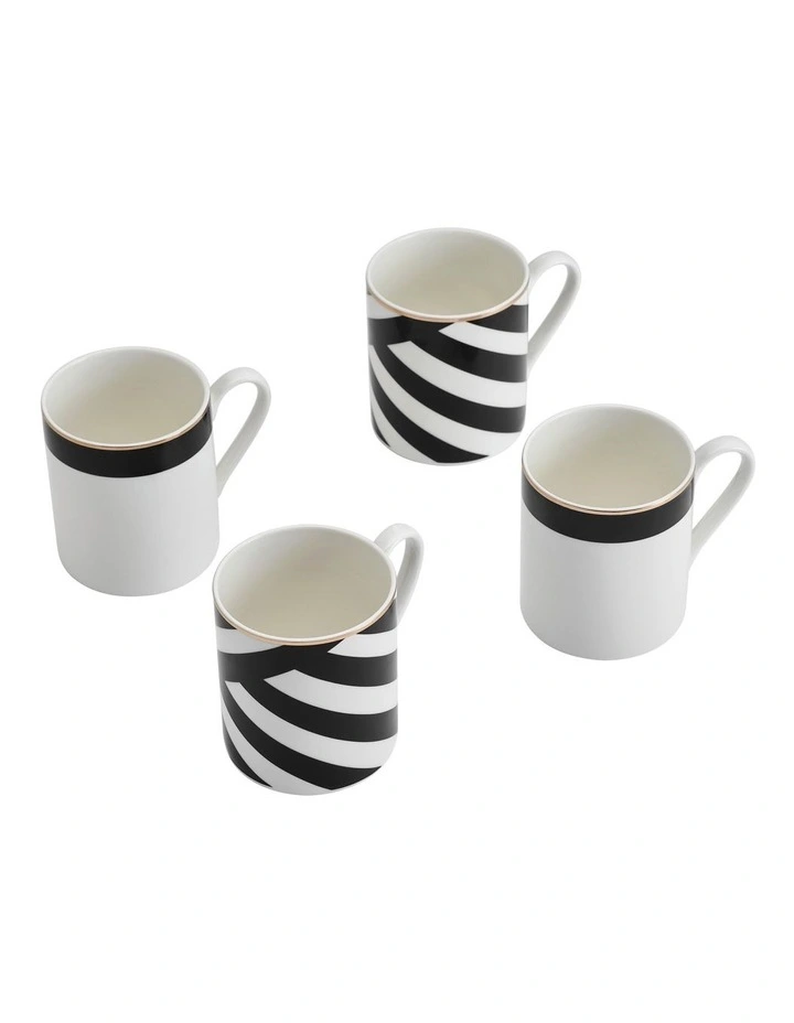 Luxe Deco Mugs Set in 380ml 4-Piece in Multi