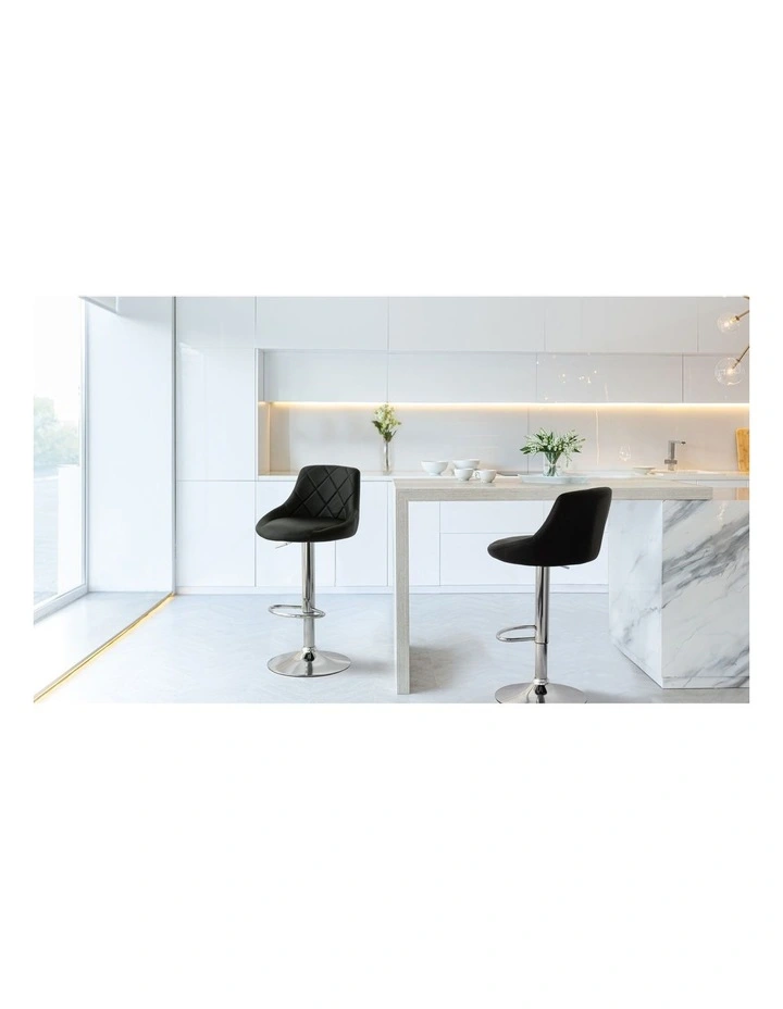 Diamond Style Padded Leather Barstools Set of 2 in Black