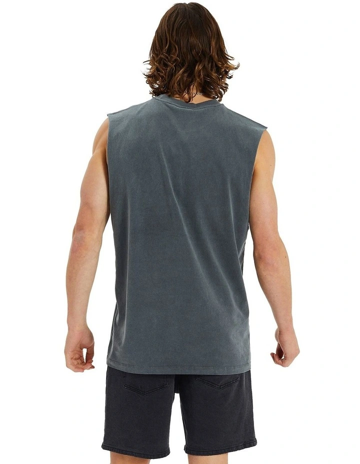 Banquet Relaxed Fit Muscle Singlet in Pigment Asphalt