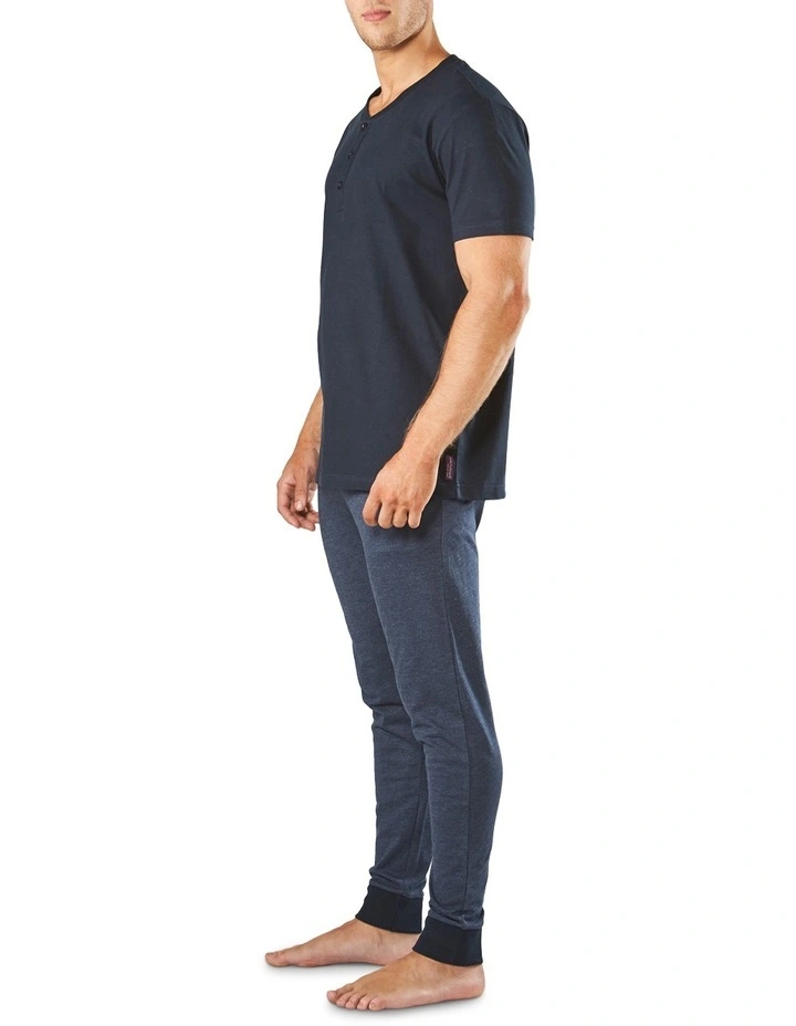 Henley Short Sleeve Sleep Tee in Navy