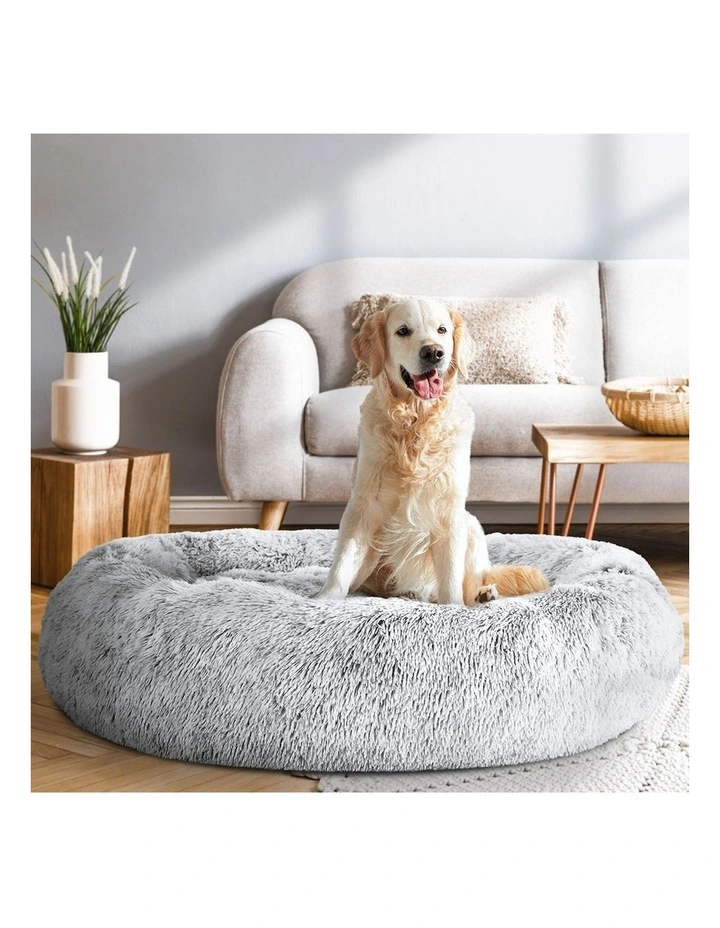 Pet Bed Dog/Cat 110cm Calming Extra Large Soft Plush in Charcoal
