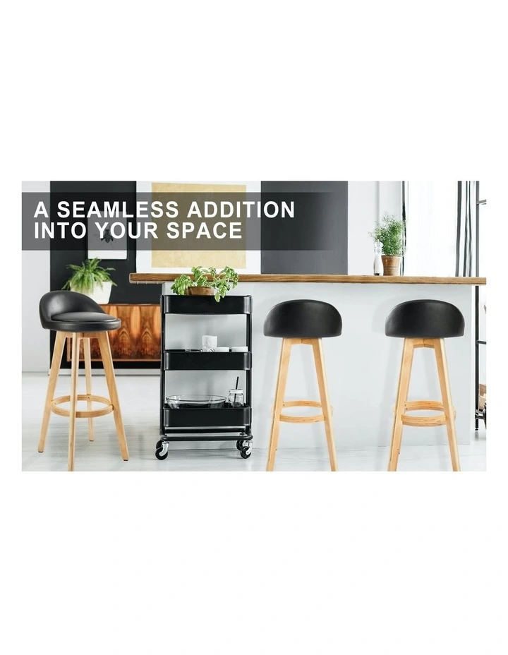 4 Set Wooden Bar Stool Leila Dining Chairs 72cm in Black