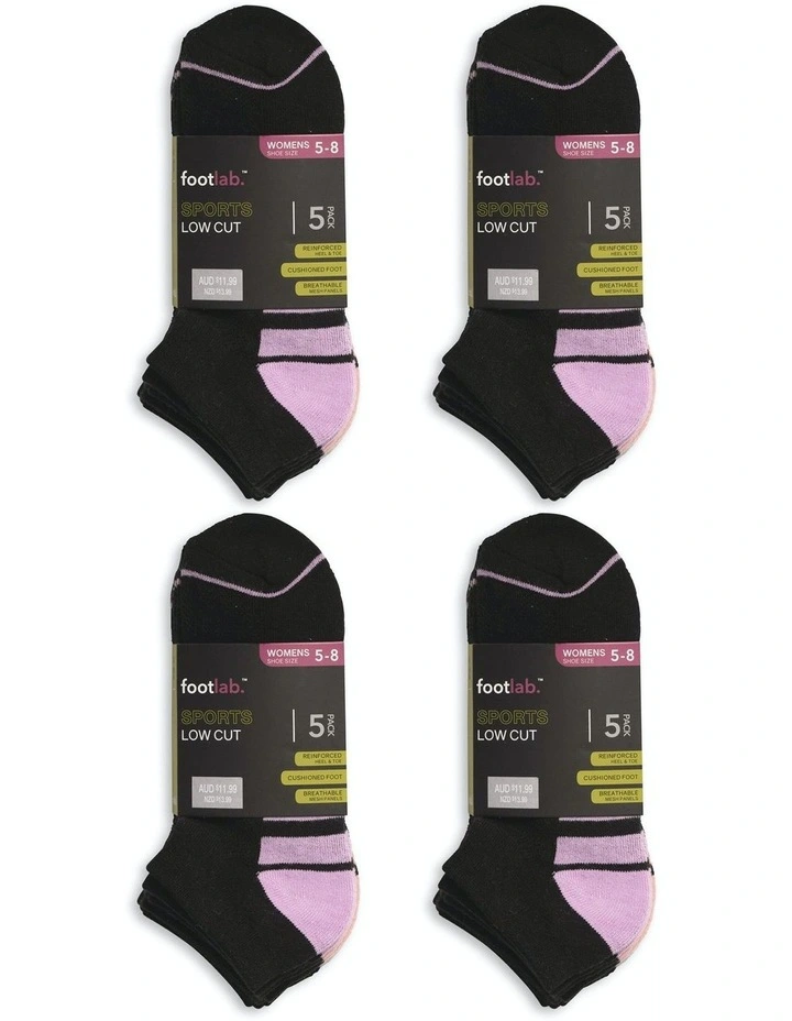 Sports Low Cut Socks 20 Pack in Black