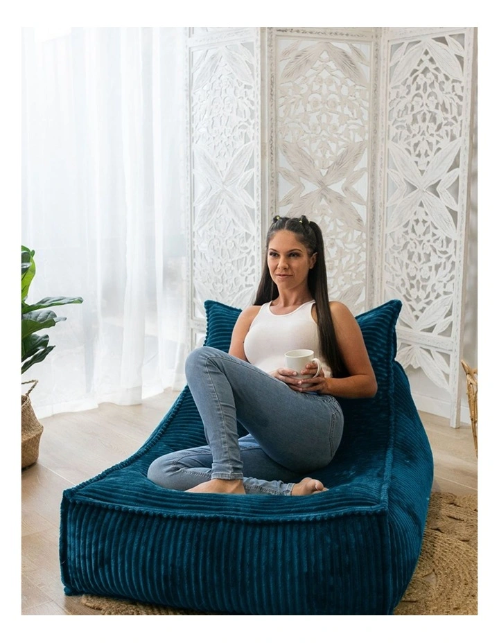 Wilde Ribbed Luxe Fleece Beanbag Cover in Teal