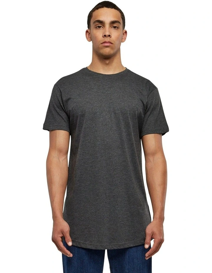 Shaped Long Tee in Charcoal