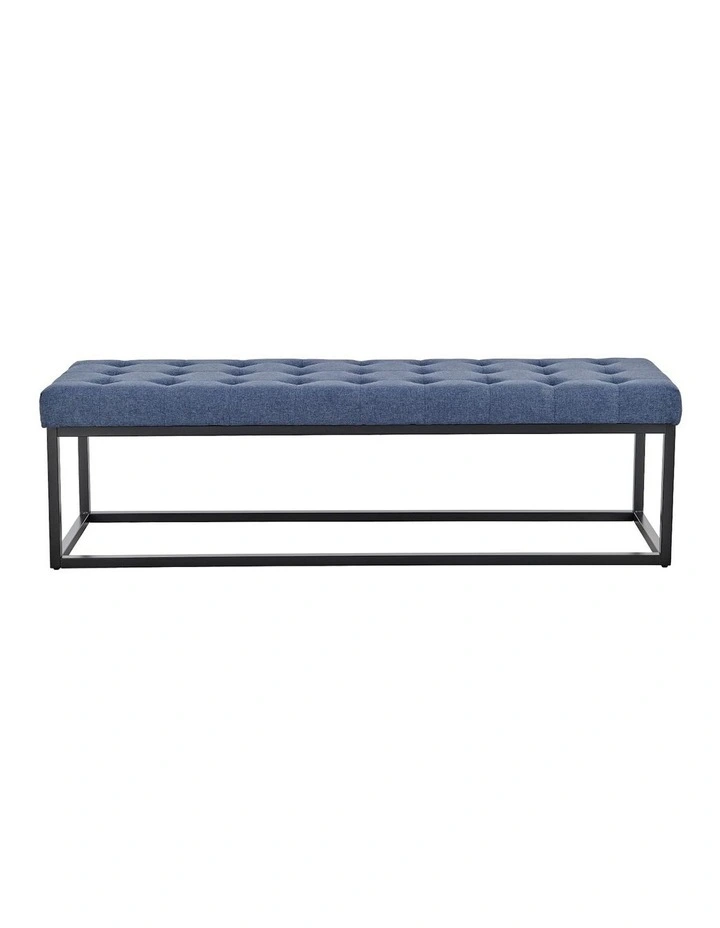 Cameron Button-Tufted Upholstered Bench in Blue