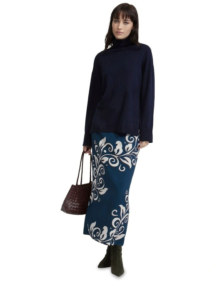 Totti Oversize Turtle Neck Knit in Navy