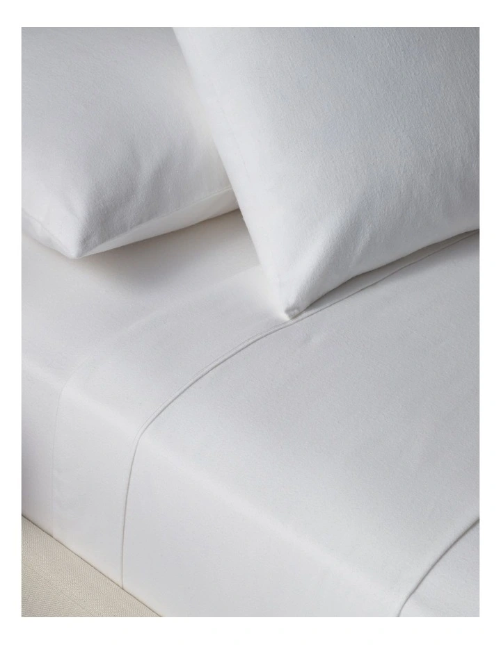 Cotton Flannelette Sheet Separates in White