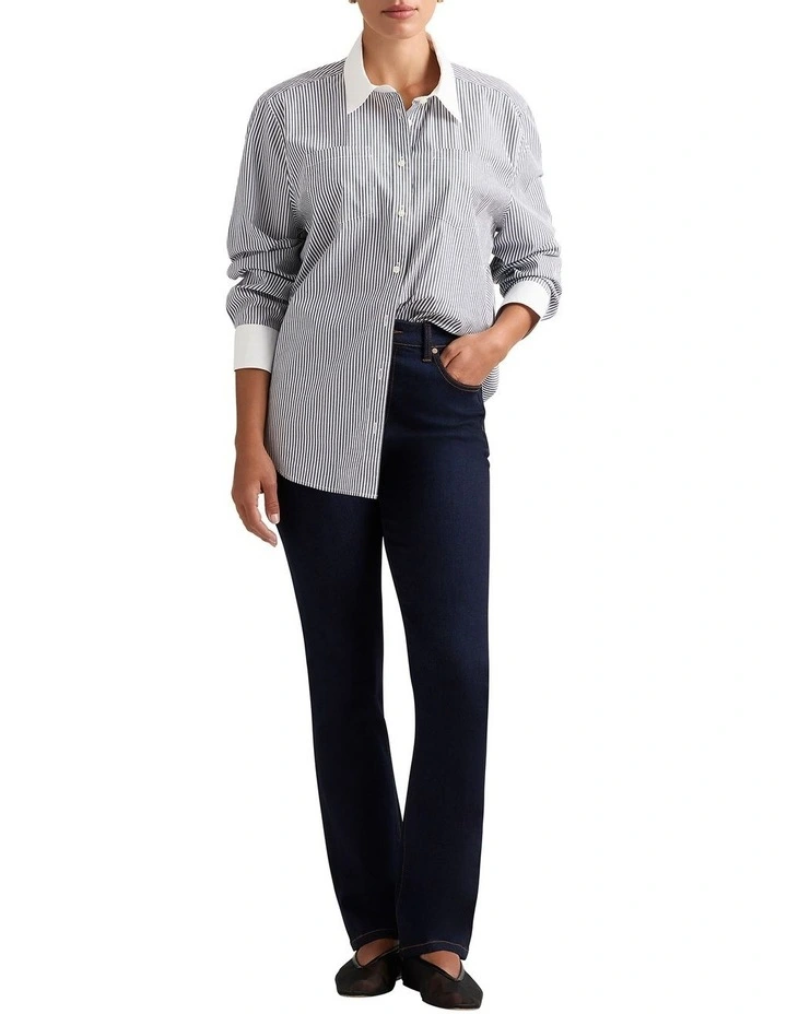 Sela Stripe Overshirt in Midnight Stripe