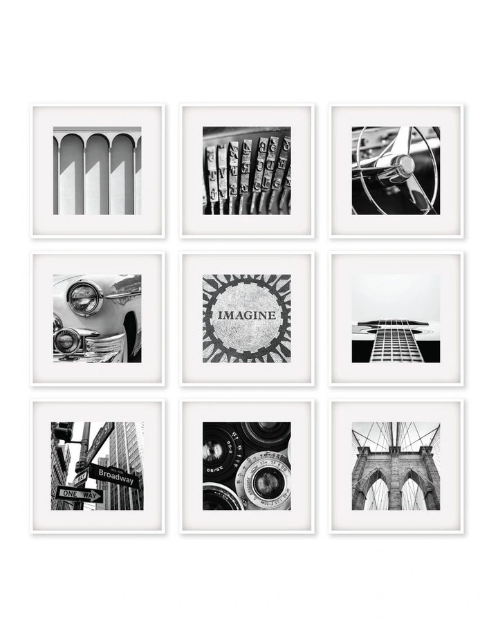 Square Frame Pack Of 9 in White
