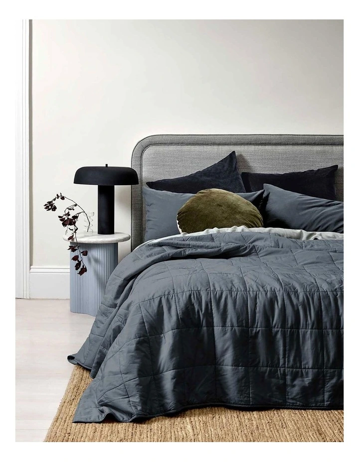 Halo Organic Coverlet in Steel