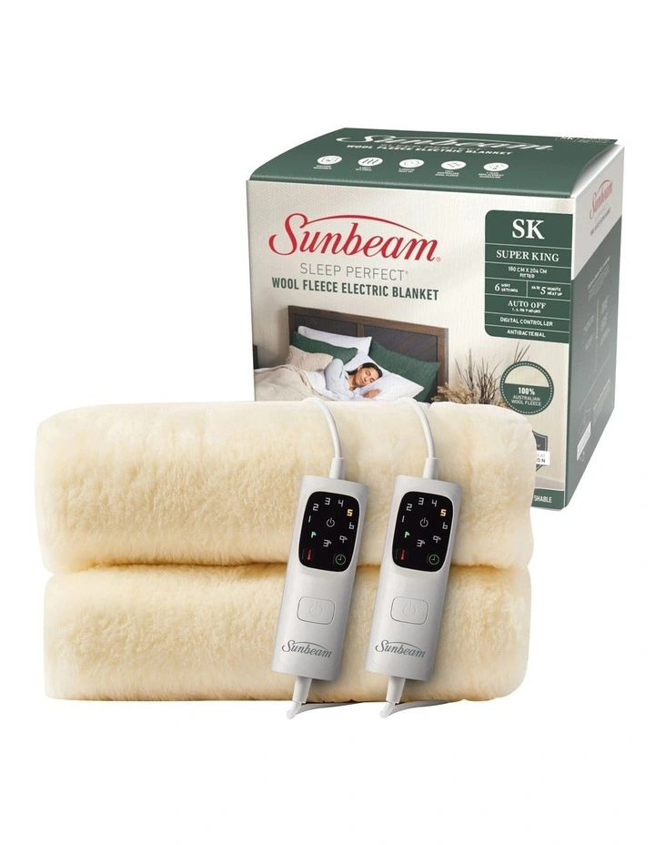 Sleep Perfect Wool Fleece Electric Blanket in White