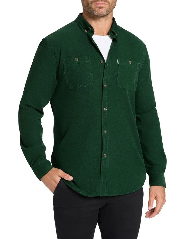 Cord Games Long Sleeve Shirt in Emerald