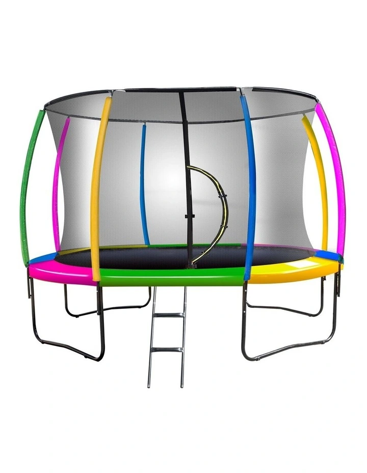 10 Ft Trampoline With Rainbow Safety Pad Mat Ladder Net