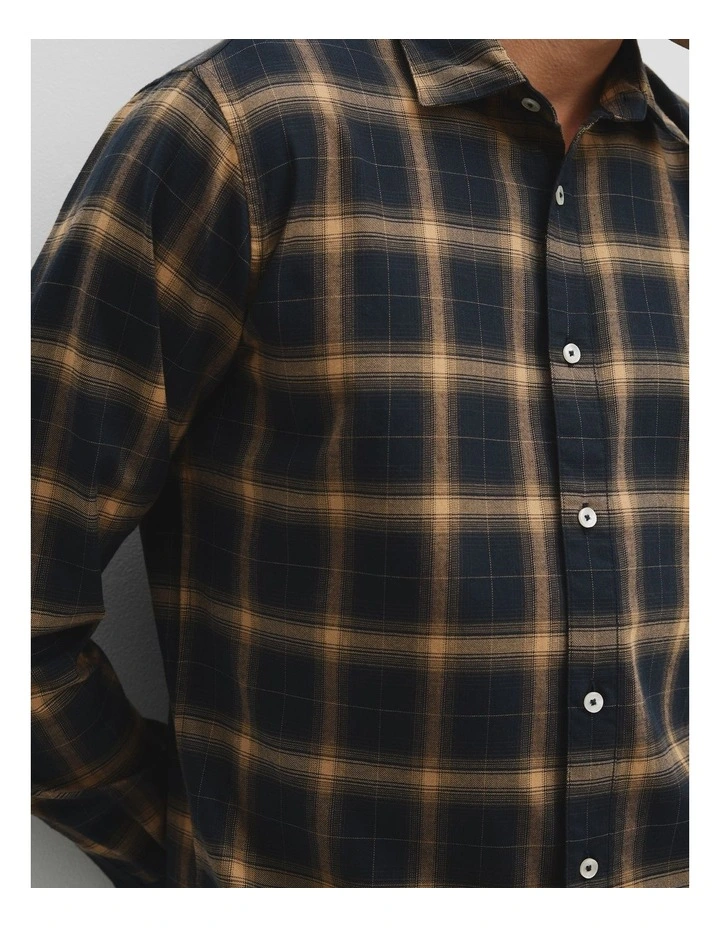 Regular Fit Flannel Check Shirt in Navy