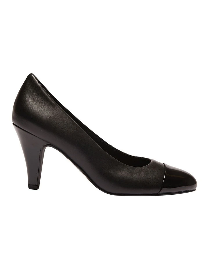 Mandy Black Patent/Glove Heeled Shoes