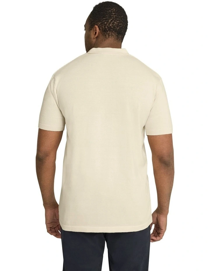 Myles Knitted Polo Shirt in Ecru