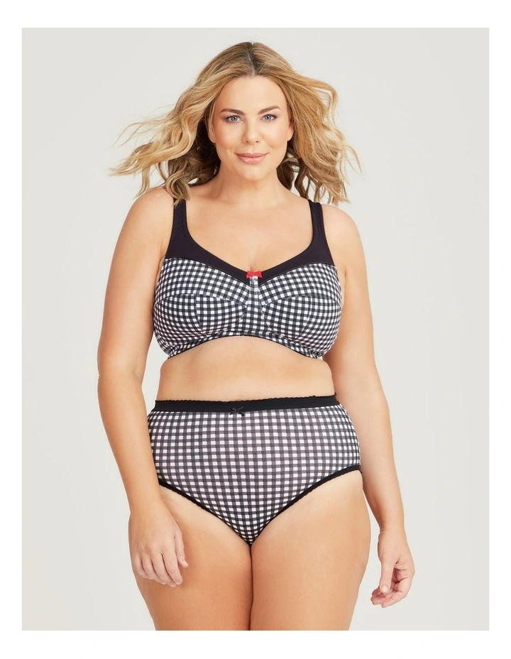 Wirefree Cotton Support Bra in Gingham