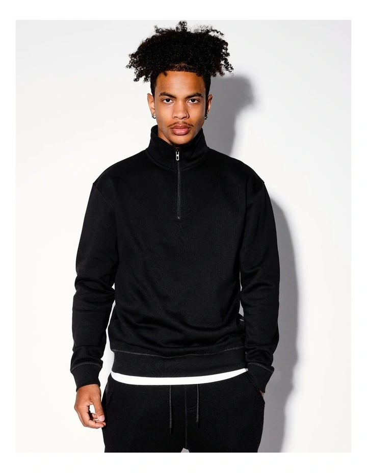 Quintin 1/4 Zip Sweat in Black