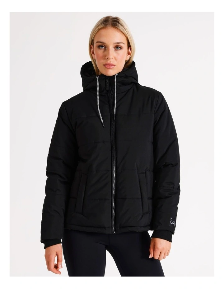 Hooded Puffa Jacket in Black