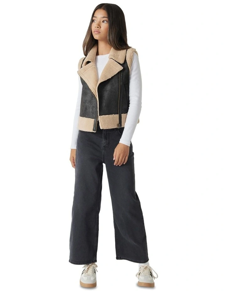 Jess Aviator Vest in Black