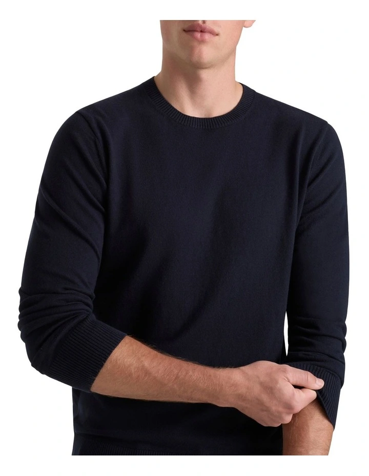 Callaway Cotton Cashmere Crew Knit in Navy