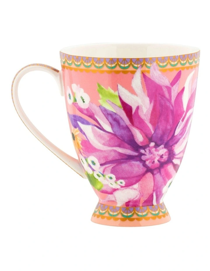 Teas & C's Dahlia Daze Footed Mug 300ml Gift Boxed in Multi